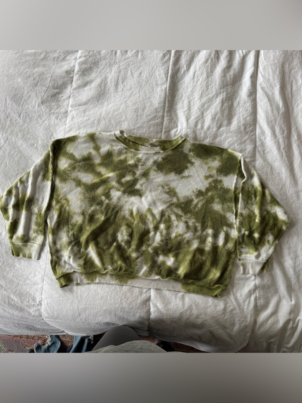 Free People Light Olive Green Tie-Dye Pullover